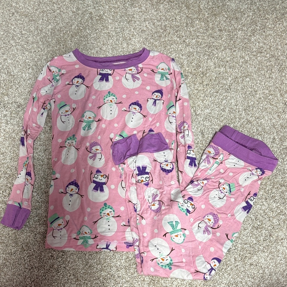 Little Sleepies Pink Snowman Kids Pajamas